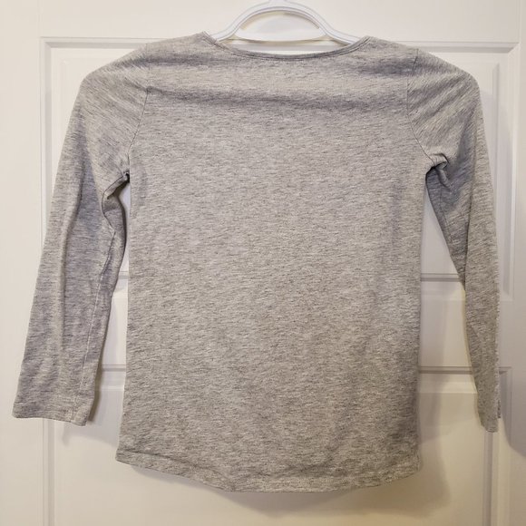 Disney's Elsa Blue Glitter Magic Light Heather Grey Crew Neck Long-Sleeve Shirt - Picture 4 of 5